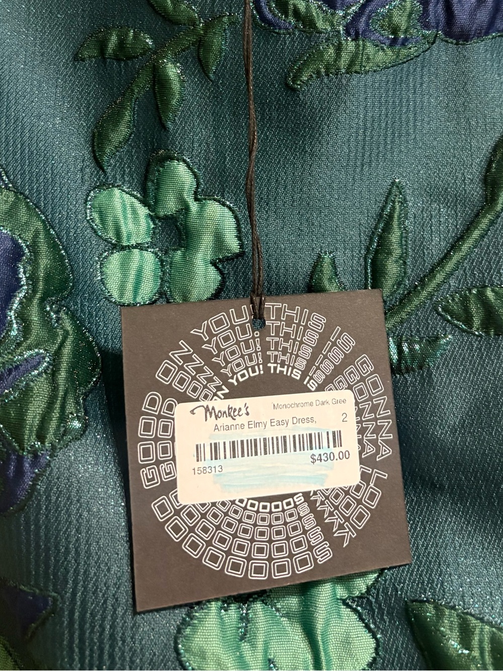 Arianne Elmy Easy Dress Monochrome Dark Green Floral Jacquard Midi Maxi NWT Sz 2 - Picture 11 of 14
